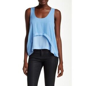 Elizabeth and James women's Silk Combo Sleeveless Cami Blouse In Blue XS $350
